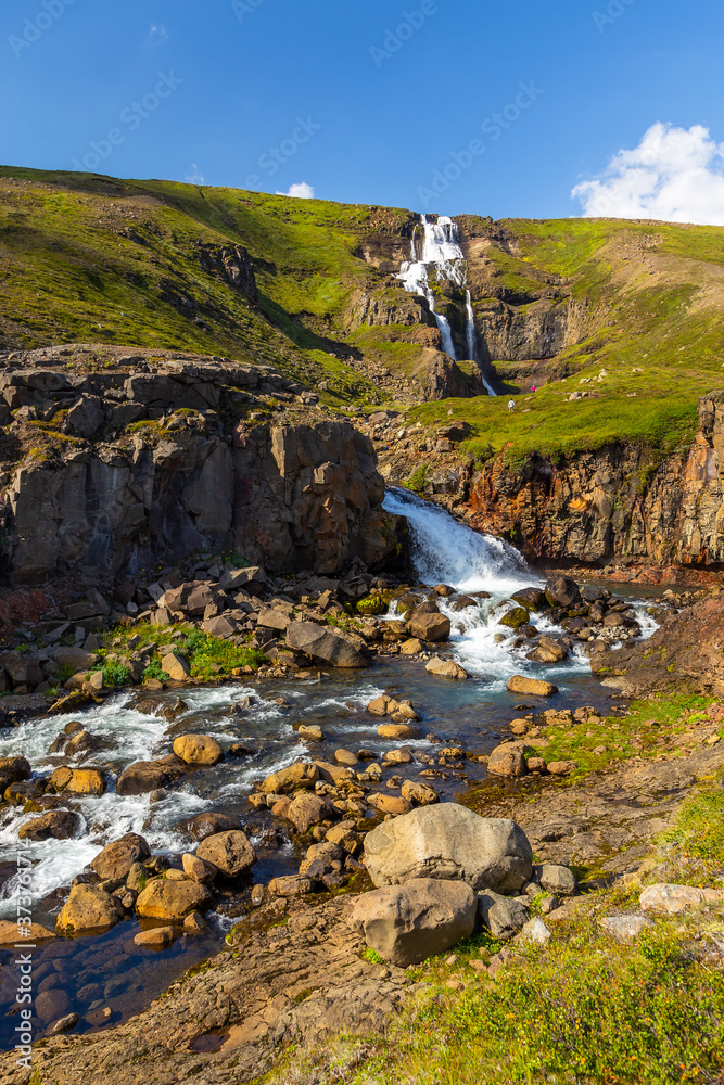 Rjukandi waterfall, located on the Ring Road in eastern Iceland.