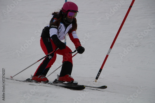 woman skiing, skier, winter, ski resort

