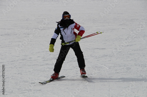 skiing man skier winter ski resort 