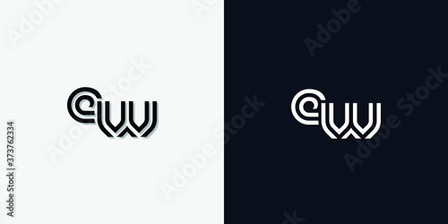 Modern Abstract Initial letter EW logo. This icon incorporate with two abstract typeface in the creative way.It will be suitable for which company or brand name start those initial.