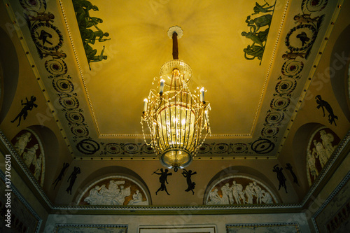 Beautiful vintage chandelier on the ceiling