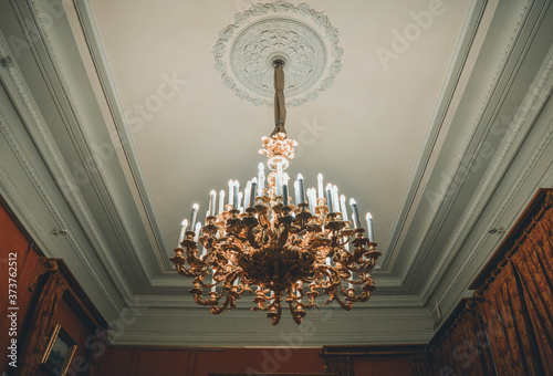 Beautiful vintage chandelier on the ceiling