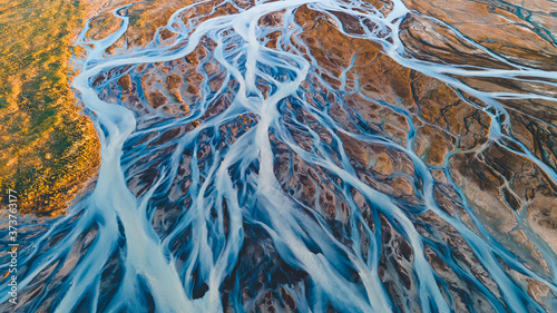 Photographie A glacial rivers from above