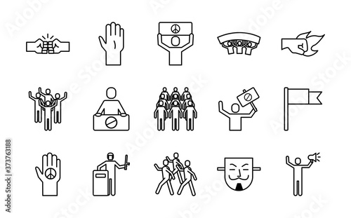 bundle of fifteen protest set icons