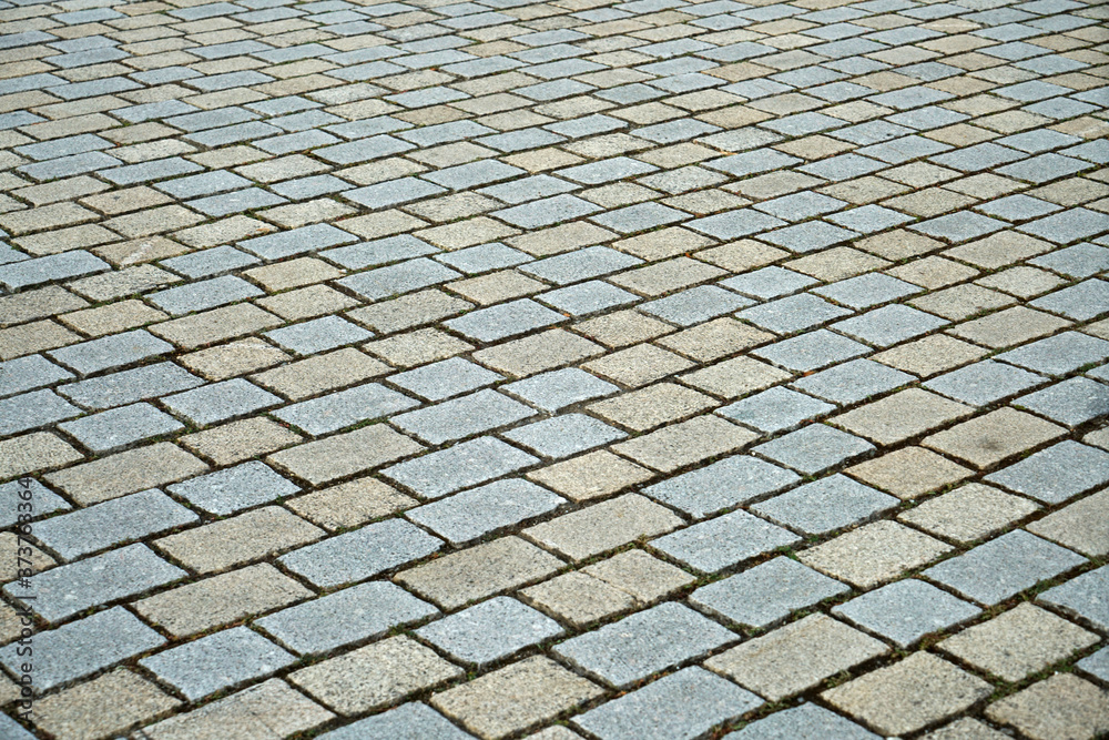 Gray cobblestone artistically laid in a park in Bavaria