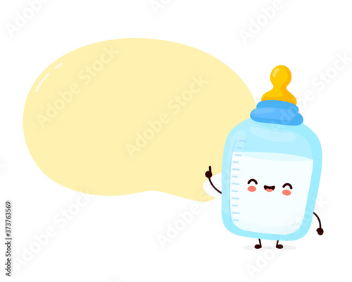 Cute happy baby bottle with nipple pacifier