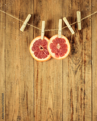 grapefruit on wooden background