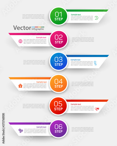 Business infographic template with 6 steps or options for diagram, workflow, timeline, web design 