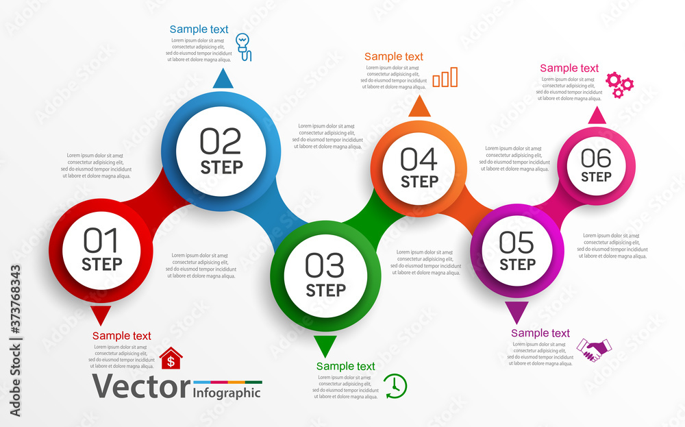 Business infographic template with 6 steps or options for diagram, workflow, timeline, web design Business infographic template with 6 steps or options for diagram, workflow, timeline, web design