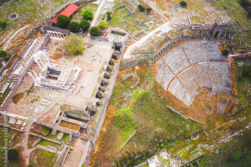 The Acropolis, which means Upper Town “ has the most important remains of Pergamon ancient city in Izmir - Turkey. photo