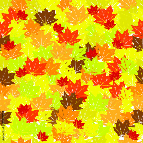 Autumn maple leaves seamless pattern in vector