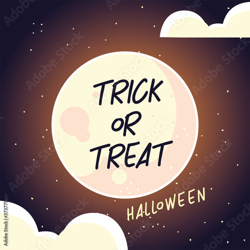 trick or treat label with full moon