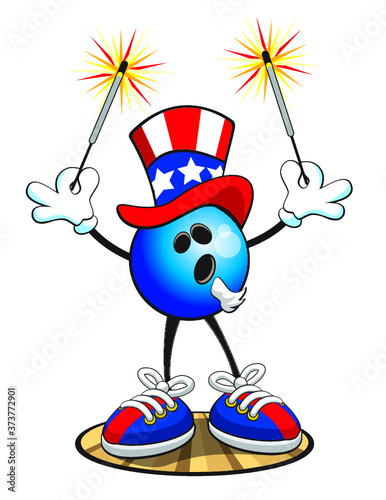 Bowling ball character Uncle Sam 4th of July