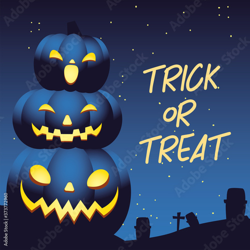 trick or treat poster with pumpkins