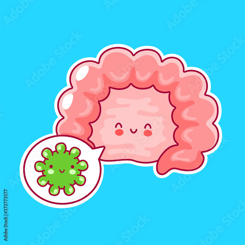 Cute happy funny human intestine organ