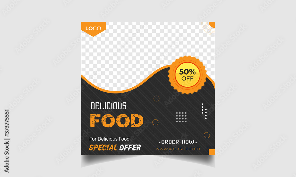Fototapeta premium Delicious Food Banner Social Media Post Design