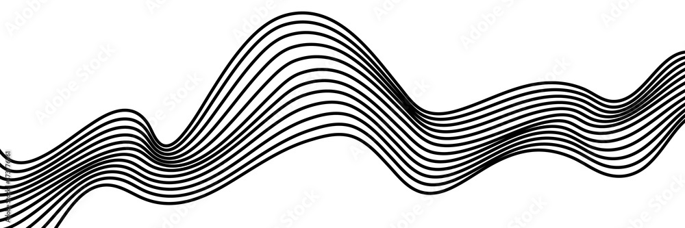 Abstract element with wavy, curved lines. Vector illustration of stripes with optical illusion