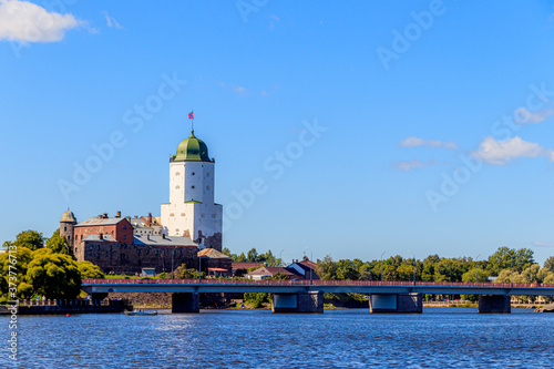 The fortress of Vyborg. Historic building. City sight. Travel to Russia. Finnish buildings. Architecture Of Finland. copy space . european tour.