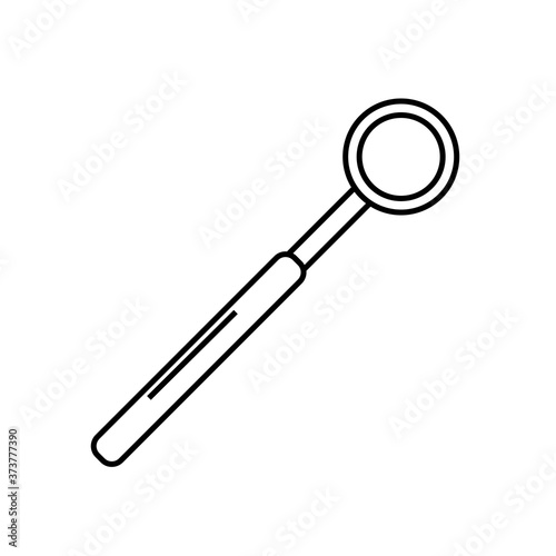Dental mirror therapy icon and surgical dental instrument illustration