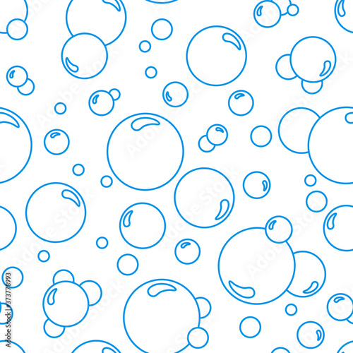 Bubbles line seamless pattern Soap texture. Fizzy water bubbles background, vector illustration