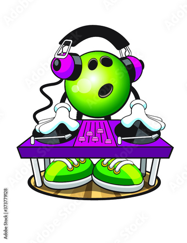 Bowling ball character deejay