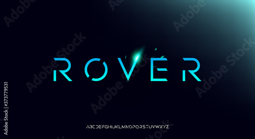 Rover, an Abstract technology futuristic alphabet font. digital space typography vector illustration design