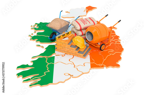 Construction and Building Materials in Ireland concept, 3D rendering