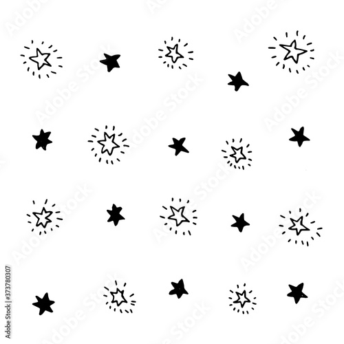 Set of hand-drawn stars in doodle style. © murmurik
