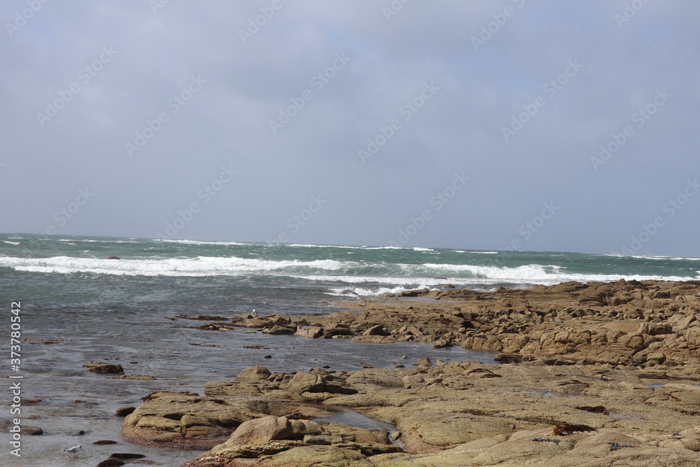 Le littoral atlantique, l'océan atlantique au lieudit Fort Bloqué, ville de Ploemeur, département du Morbihan, région Bretagne, France