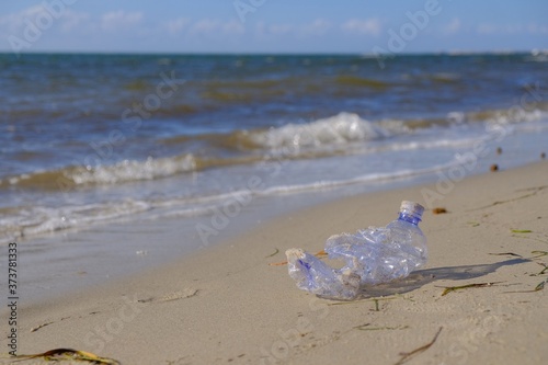 plastic waste on the beach