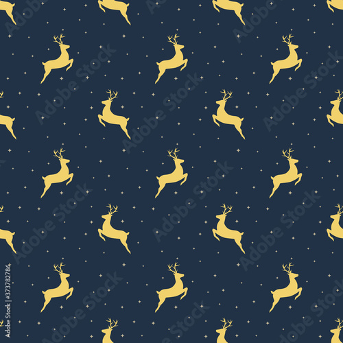 Christmas seamless pattern with reindeer. Vector illustration.