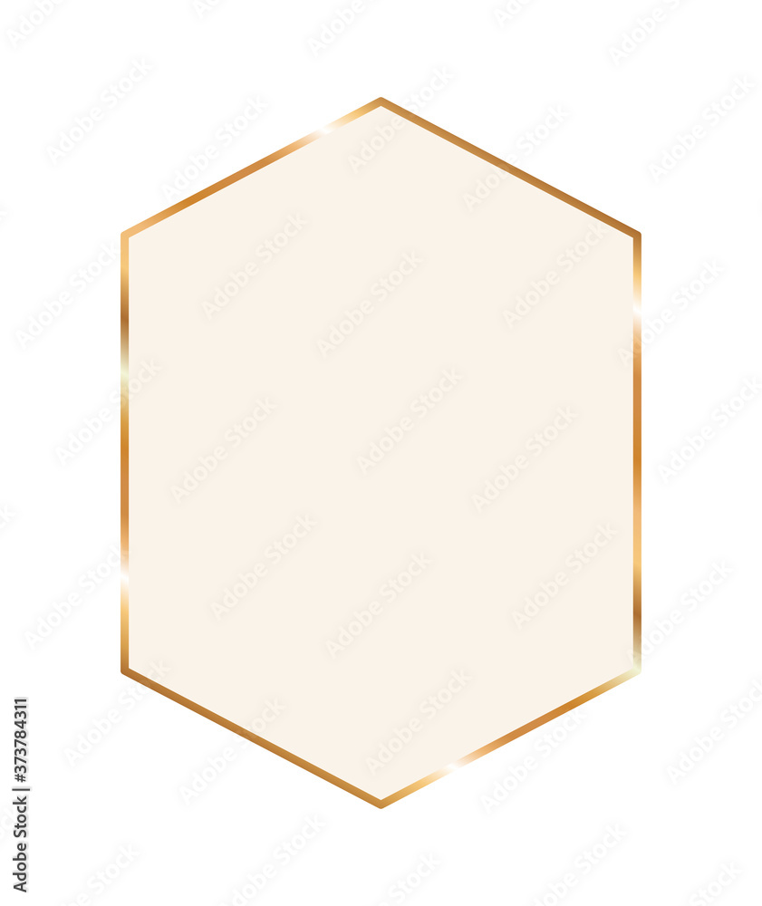 gold ornament frame in hexagon shaped design of Decorative element theme Vector illustration