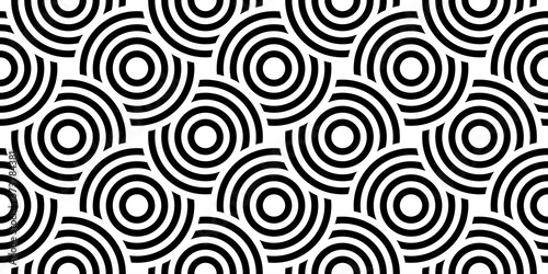 Vector seamless pattern with bold striped circles. Stylish geometric texture. Modern abstract background.