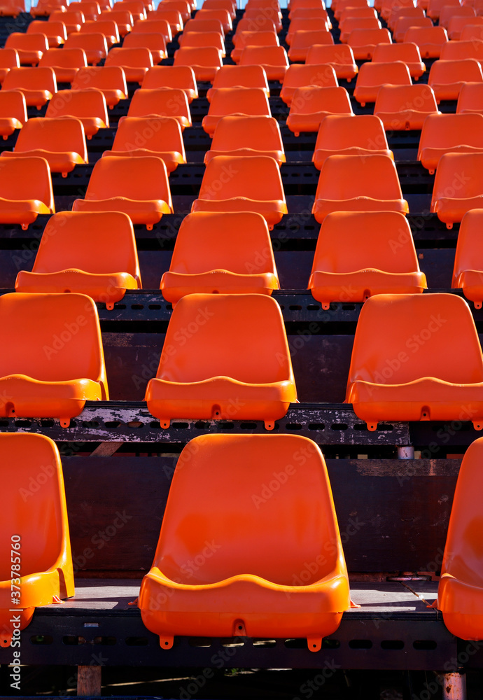 Fototapeta premium Empty orange seats, grandstand, Rio