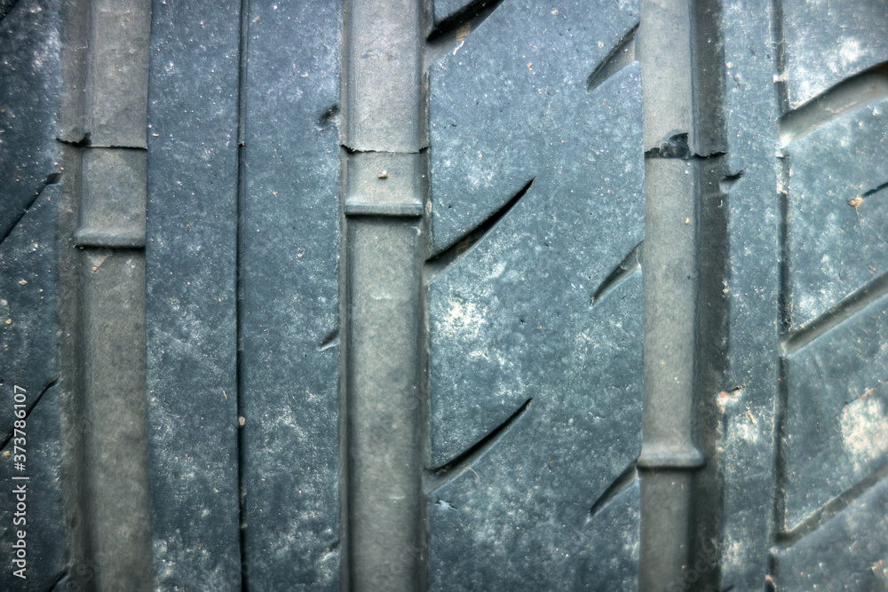 Rubber tire tread on the car
