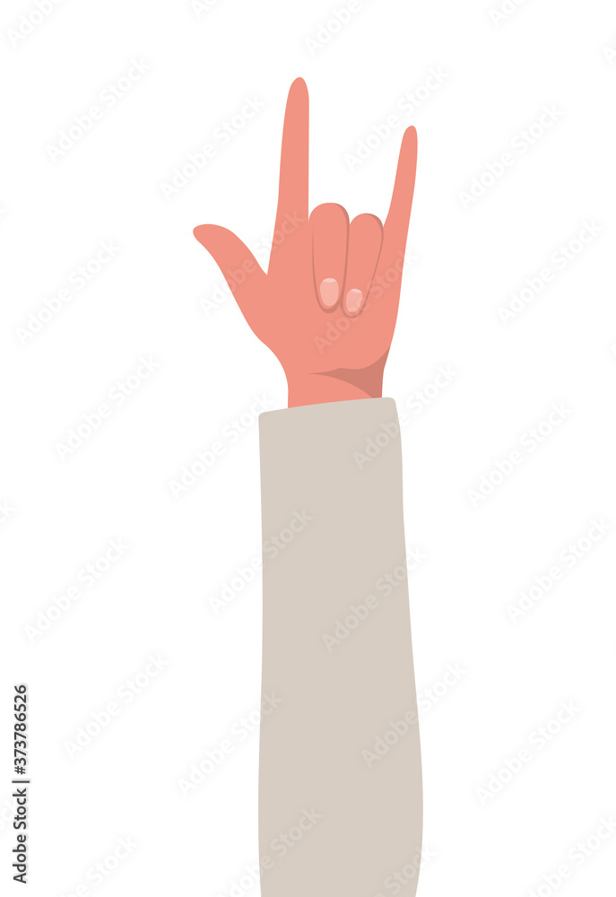rock sign with hand design of People arm finger person learn communication healthcare theme Vector illustration rock sign with hand design of People arm finger person learn communication healthcare theme Vector illustration