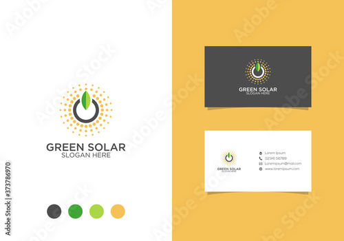 Green solar logo design and business cards