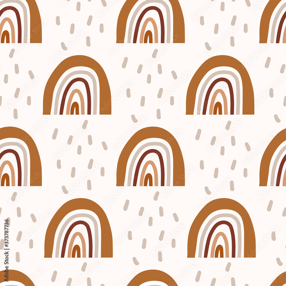 Vector Seamless childish pattern with hand drawn rainbows and hearts. Creative scandinavian kids texture for fabric, wallpaper, apparel. Vector Seamless childish pattern with hand drawn rainbows and hearts. Creative scandinavian kids texture for fabric, wallpaper, apparel.