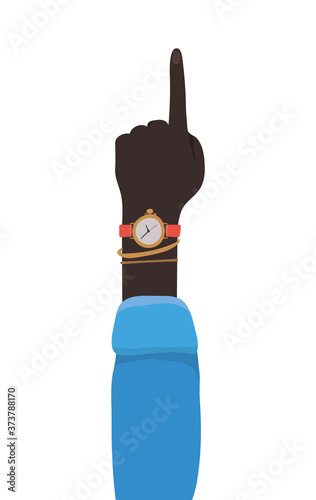 number one sign with black hand design, diversity people multiethnic race and community theme Vector illustration