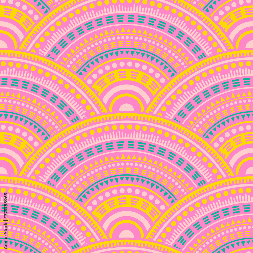 Ethnic circle shapes seamless geometric pattern. Ethnic circle shapes seamless geometric pattern.