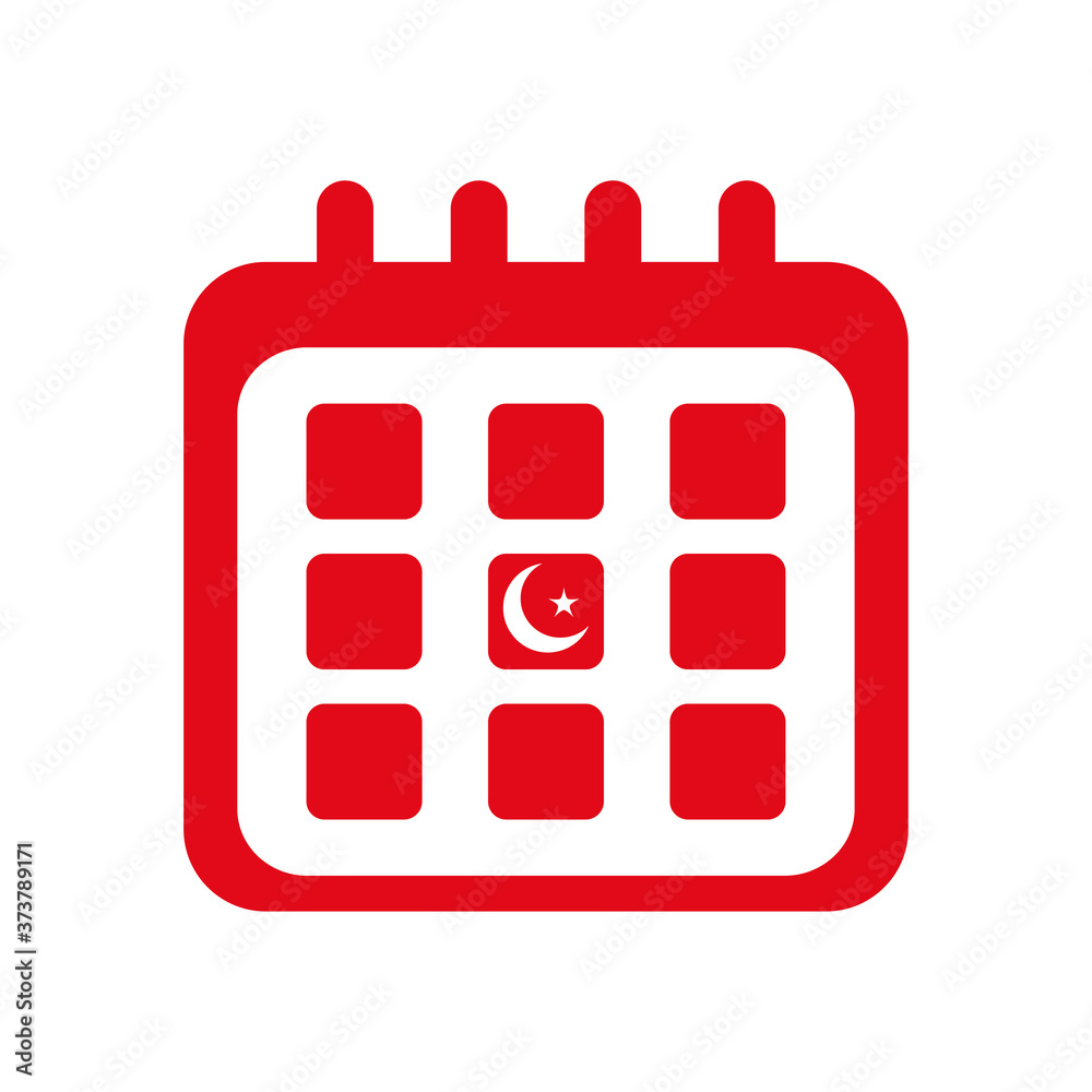 calendar with turkey republic date, flat style