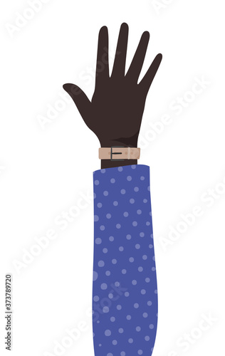 open black hand up design, diversity people multiethnic race and community theme Vector illustration