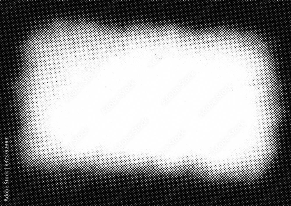 Vintage black and white halftone vector texture. Abstract splattered background for vignette overlay effect