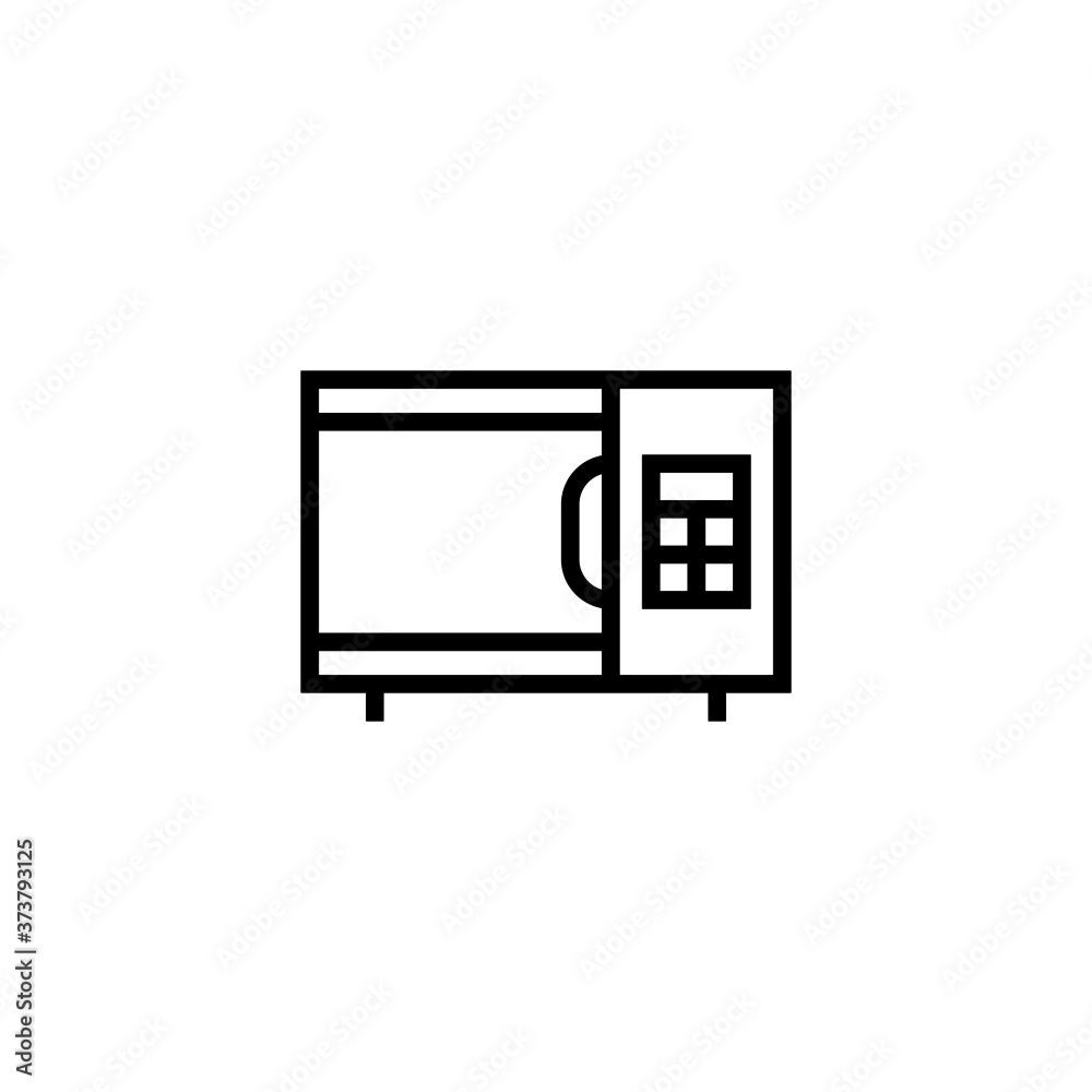 Microwave Icon in black line style icon, style isolated on white background Microwave Icon in black line style icon, style isolated on white background