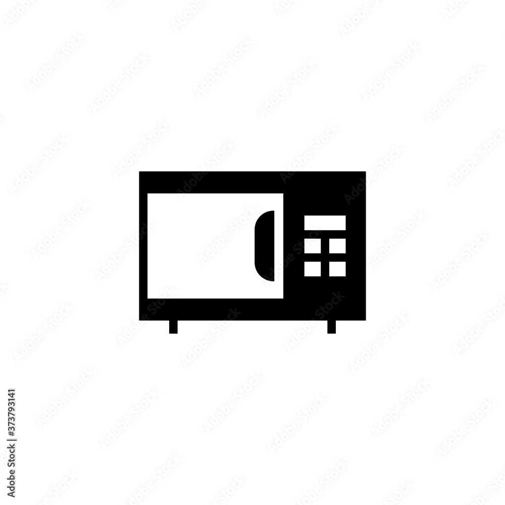 Microwave Icon in black flat glyph, filled style isolated on white background
