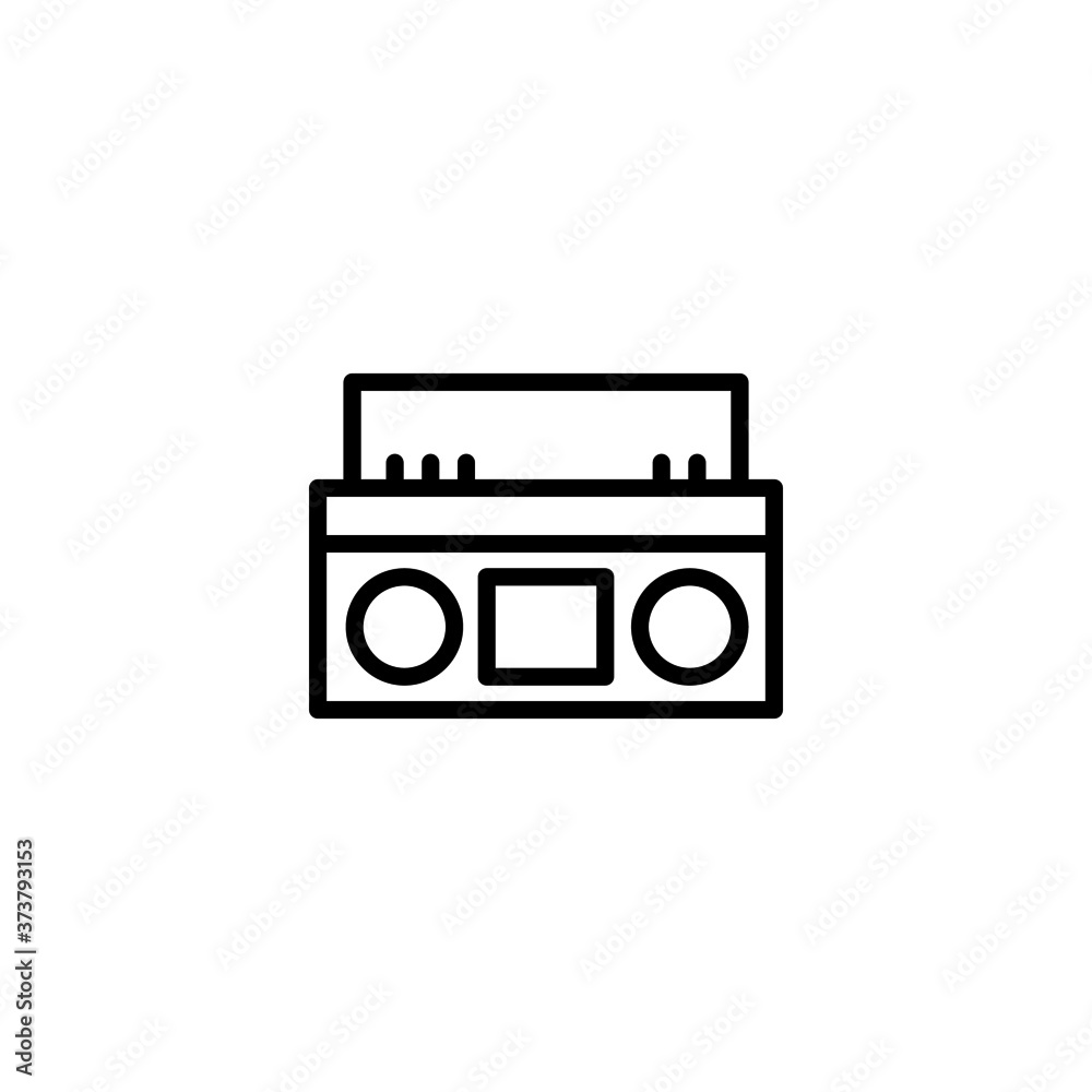 Boombox Icon  in black line style icon, style isolated on white background