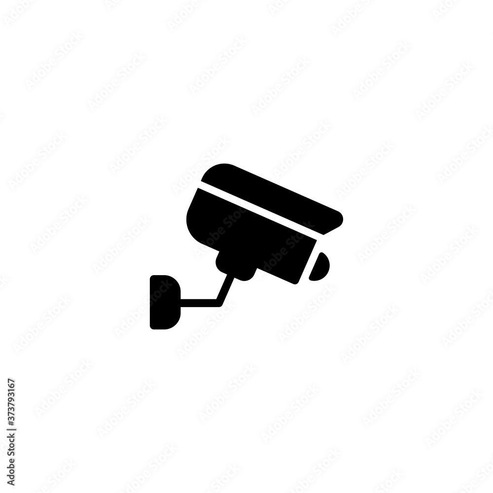 CCTV Icon in black flat glyph, filled style isolated on white background CCTV Icon in black flat glyph, filled style isolated on white background