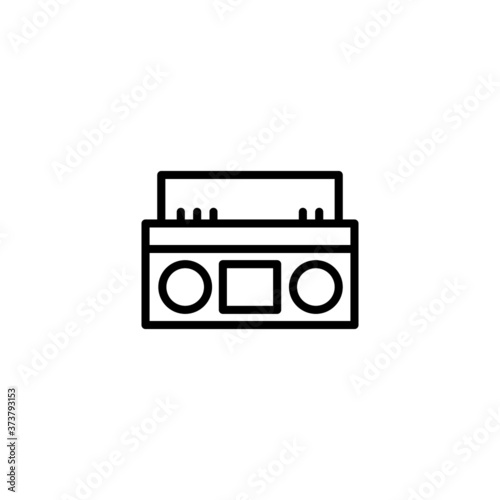 Boombox Icon in black line style icon, style isolated on white background