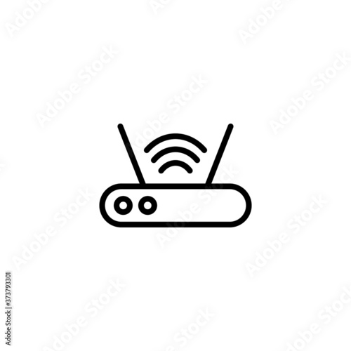 wifi router icon in black line style icon, style isolated on white background