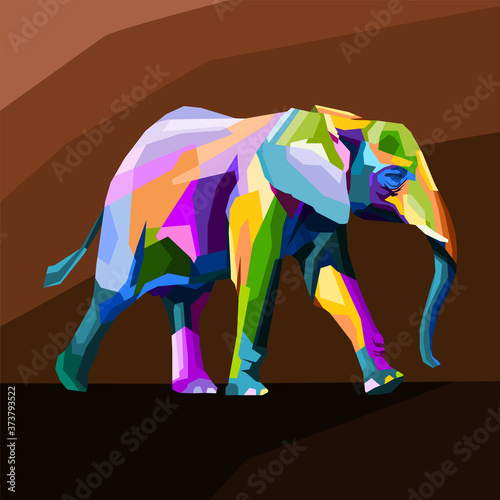 colorful elephant polygonal geometric pop art portrait premium vector, can be used for posters, background, wallpaper, decoration